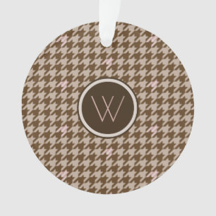 Brown with Rose Gold Accent Houndstooth Ornament