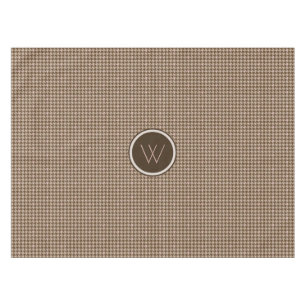 Brown with Rose Gold Accent Houndstooth Tablecloth