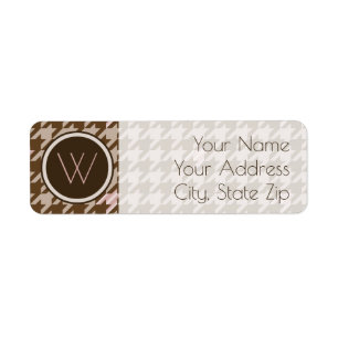 Brown with Rose Gold Houndstooth Address Label Return Address Label