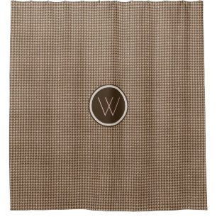 Brown with Rose Gold Houndstooth Shower Curtain