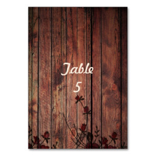 Brown Wood and Red Faux Lace Wedding Table Number