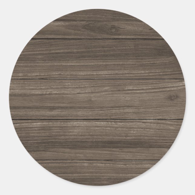 Brown Wood Board Look Blank Elegant Template Classic Round Sticker (Front)