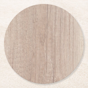 Brown Wood Board Look Blank Elegant Template Round Paper Coaster