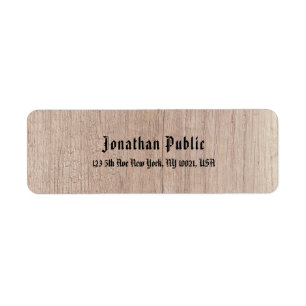 Brown Wood Board Look Old Style Text Script Return Address Label