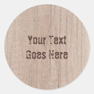 Brown Wood Board Look Template Custom Trendy Classic Round Sticker