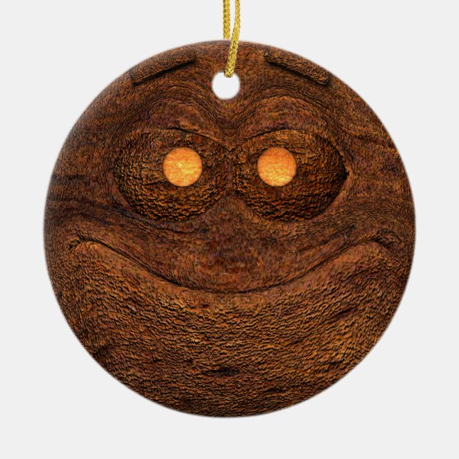 Brown Wood Ceramic Ornament (Front)