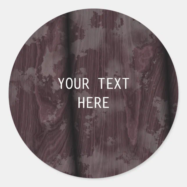 Brown Wood Design Background Plain Legible Modern Classic Round Sticker ...