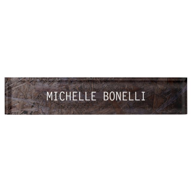Brown Wood Design Background Plain Legible Modern Nameplate (Front)