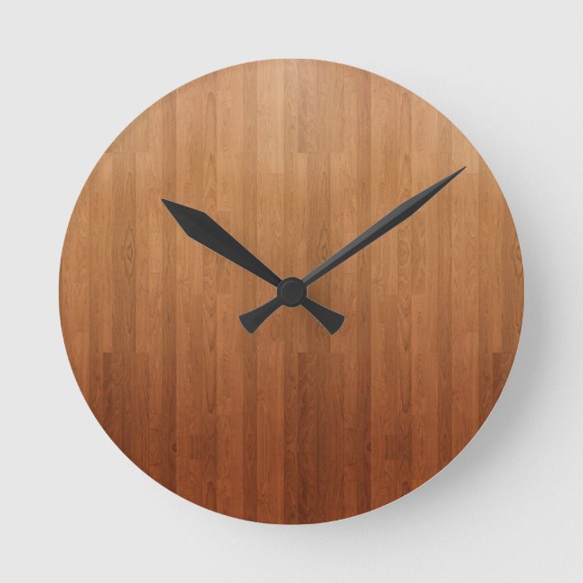 Brown Wood Digital Print 2 Round Clock (Front)