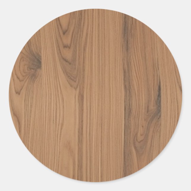  Brown Wood Grain Classic Round Sticker (Front)