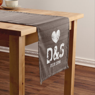 Brown wood grain country wedding tabble runner