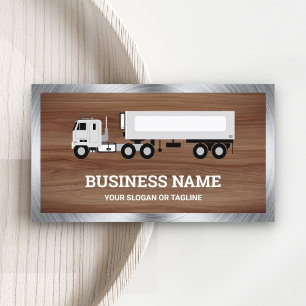 Brown Wood Grain Logistics Transport Truck Trailer Business Card
