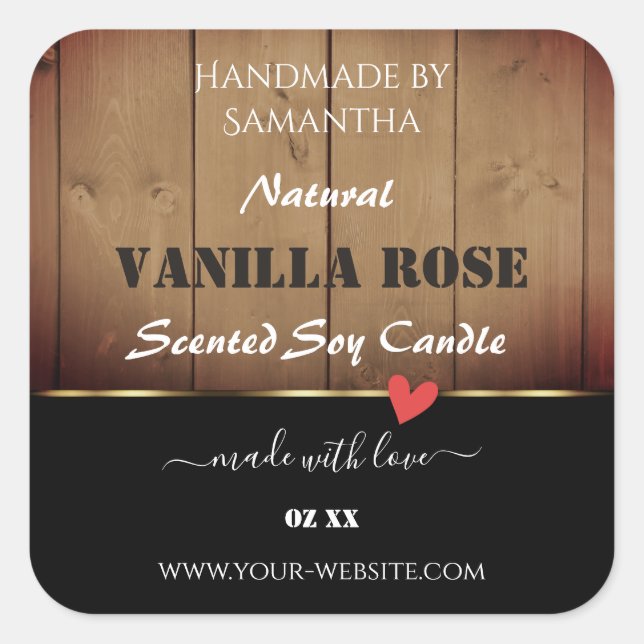 Brown Wood Grain Product Packaging Labels Heart (Front)