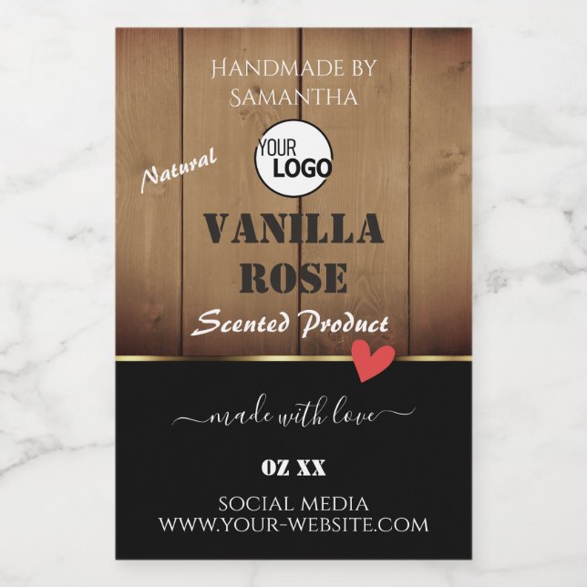 Brown Wood Grain Product Packaging Labels Logo (Single Label)