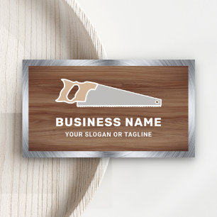 Brown Wood Grain Steel Hand Saw Handyman Carpenter Business Card