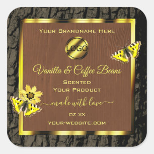 Brown Wood Grain Tree Bark Product Labels Add Logo