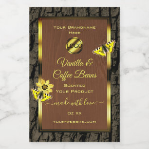 Brown Wood Grain Tree Bark Product Labels Add Logo