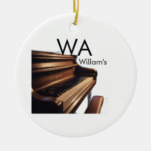 Brown wood piano table keys monogram name  ceramic ornament