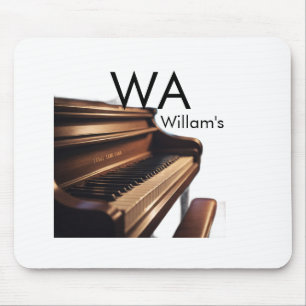 Brown wood piano table keys monogram name mouse pad