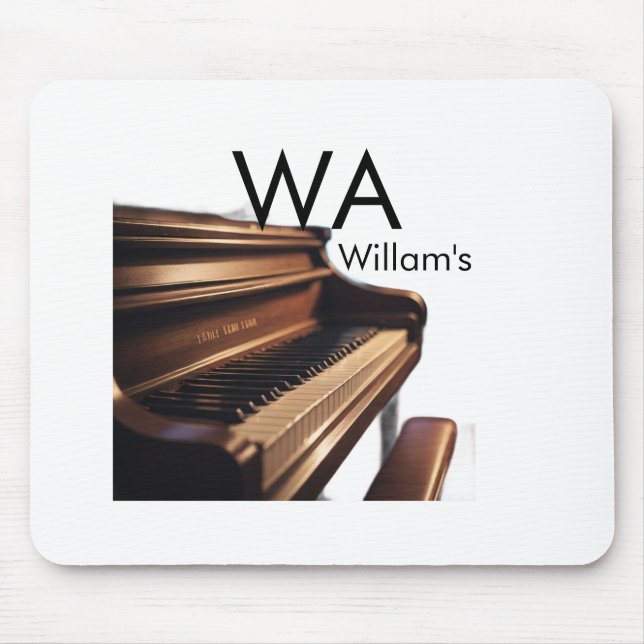 Brown wood piano table keys monogram name  mouse pad (Front)