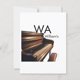 Brown wood piano table keys monogram name postcard
