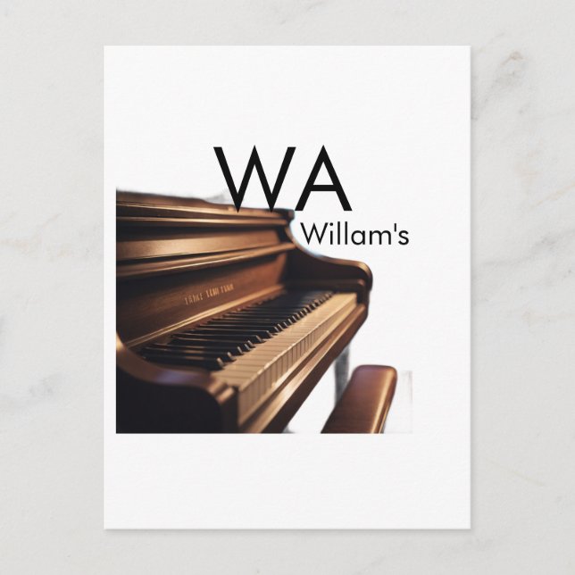 Brown wood piano table keys monogram name  postcard (Front)