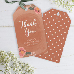 Brown Wood Rustic Floral Bridal Shower Thank You Gift Tags