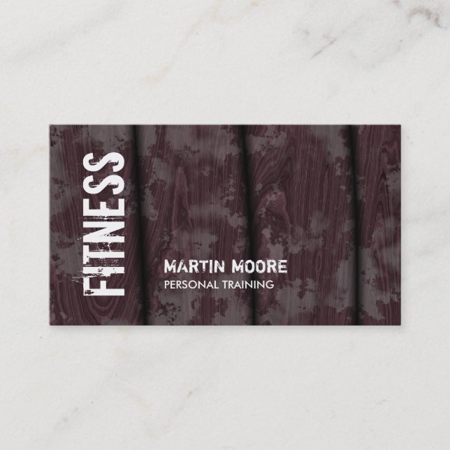 Brown Wood Special Modern Fitness Personal Trainer Business Card (Front)