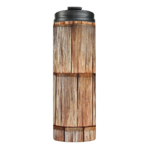 Brown wood thermal tumbler