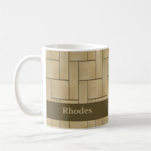 Brown wood tile print coffee mug