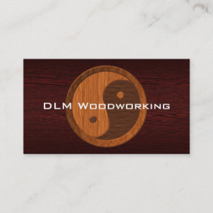Brown Wood Yin Yang Contractor Business Card