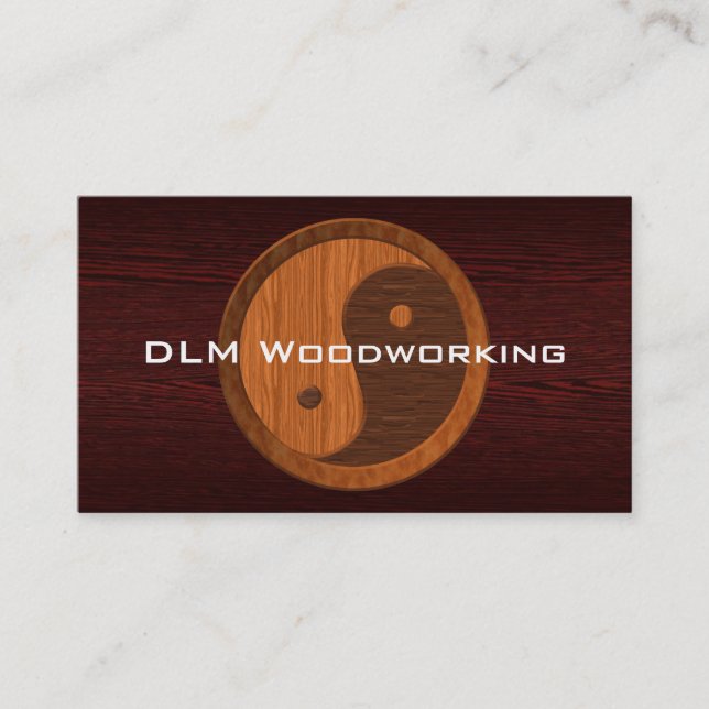 Brown Wood Yin Yang Contractor Business Card (Front)