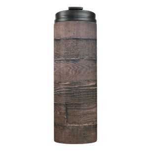 Brown wooden boards thermal tumbler