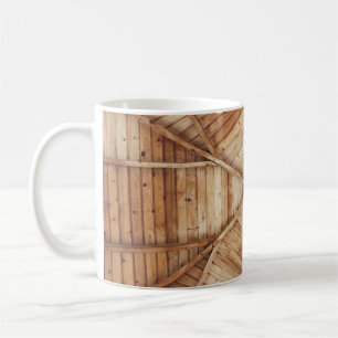 Brown wooden ceiling surface coffee mug
