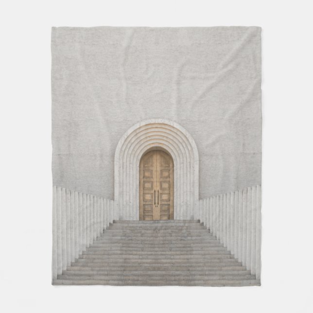 BROWN WOODEN DOOR FLEECE BLANKET (Front)