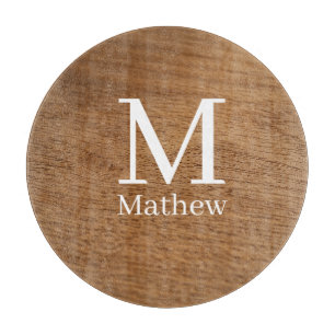 brown wooden frame rustic name monogram pattern si cutting board