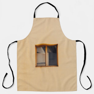 BROWN WOODEN FRAMED GLASS WINDOW APRON