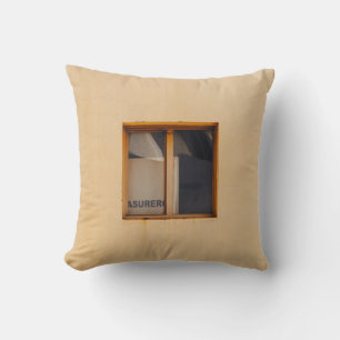 BROWN WOODEN FRAMED GLASS WINDOW CUSHION