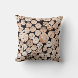 Brown wooden log lot cushion