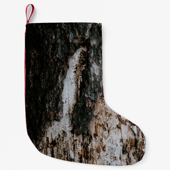 Brown wooden log small christmas stocking (Front)