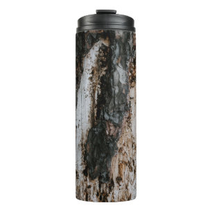 Brown wooden log thermal tumbler
