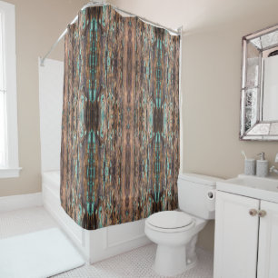 Brown wooden plank large pattern shower curtain