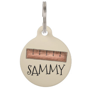 Brown Wooden Rule School Math Teacher Yardstick Pet Tag