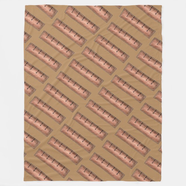 Brown Wooden School Measuring Stick Wooden Ruler Fleece Blanket (Front)