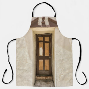 BROWN WOODEN WINDOW ON WHITE CONCRETE WALL APRON