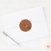 Brown Woodgrain Textured Classic Round Sticker (Envelope)