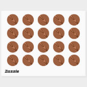 Brown Woodgrain Textured Classic Round Sticker (Sheet)