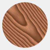 Brown Woodgrain Textured Classic Round Sticker (Front)