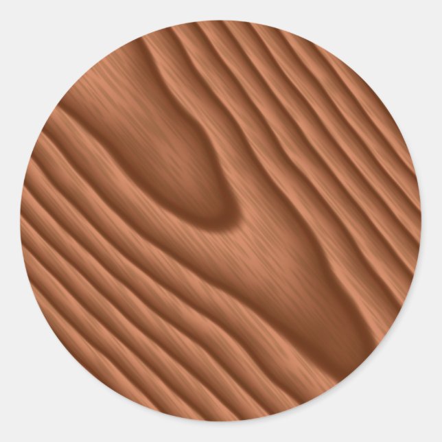 Brown Woodgrain Textured Classic Round Sticker (Front)