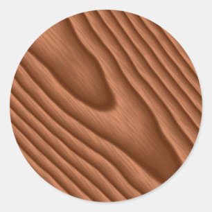Brown Woodgrain Textured Classic Round Sticker